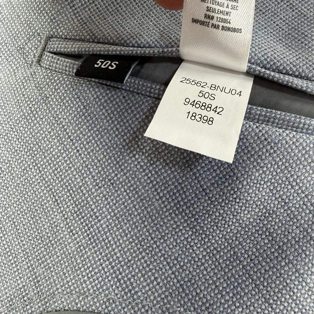 Bonobos Hopsack Blazer Sport Coat 50S Light Blue Lightweight Wool Stretch